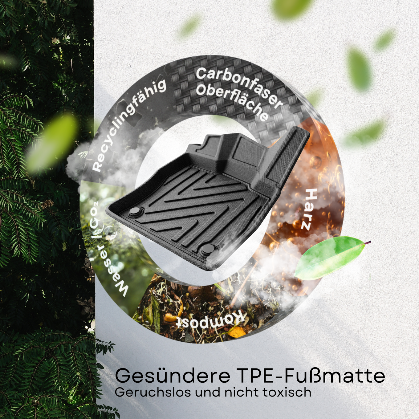 3D Fußmatten für Seat Leon Automatikgetriebe | 2020-2026 | Carbonfaser-Optik 4
